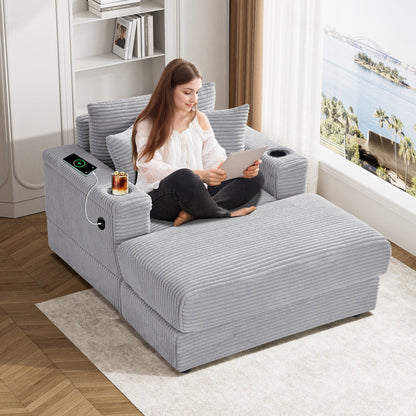 Canapé simple rembourré Ouyessir avec pouf pour salon