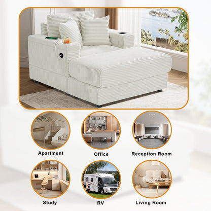 Canapé simple rembourré Ouyessir avec pouf pour salon