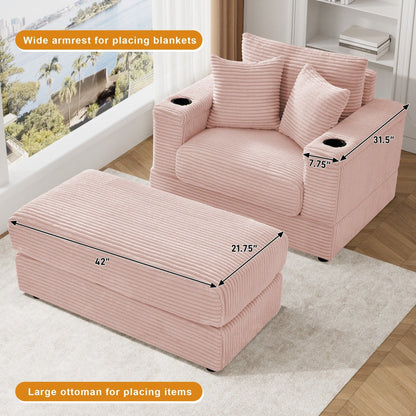 Canapé simple rembourré Ouyessir avec pouf pour salon