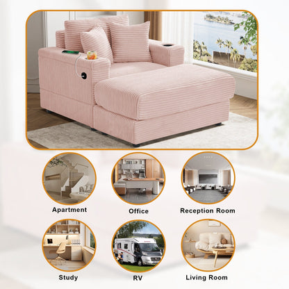 Canapé simple rembourré Ouyessir avec pouf pour salon