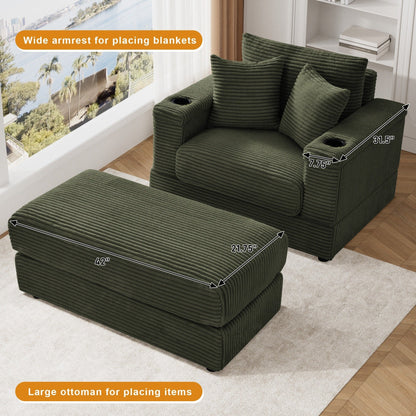 Canapé simple rembourré Ouyessir avec pouf pour salon