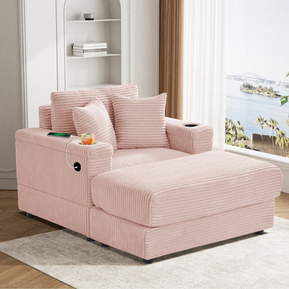 Canapé simple rembourré Ouyessir avec pouf pour salon
