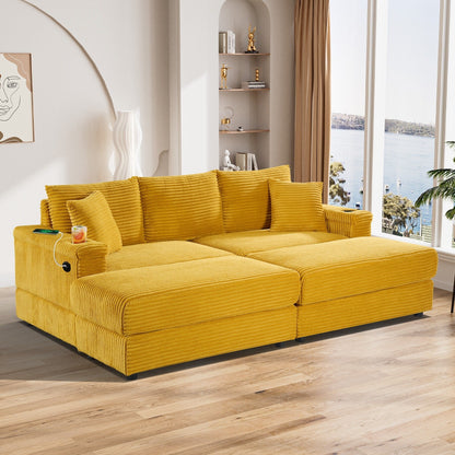 Canapé simple rembourré Ouyessir avec pouf pour salon