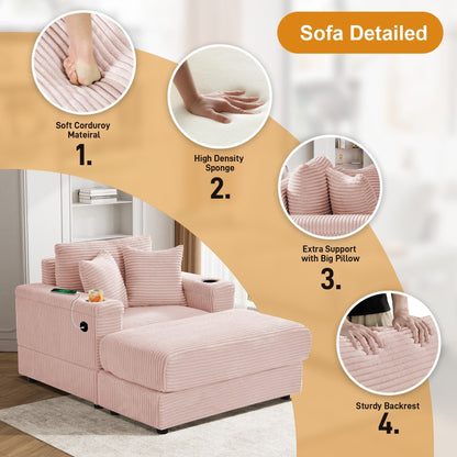 Canapé simple rembourré Ouyessir avec pouf pour salon