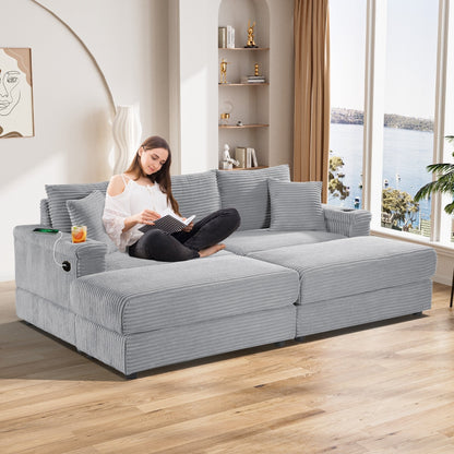 Canapé simple rembourré Ouyessir avec pouf pour salon