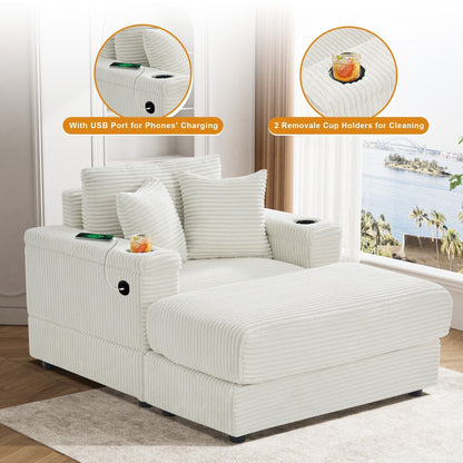 Canapé simple rembourré Ouyessir avec pouf pour salon