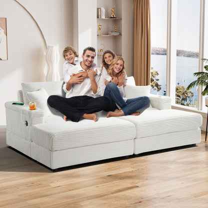 Canapé simple rembourré Ouyessir avec pouf pour salon