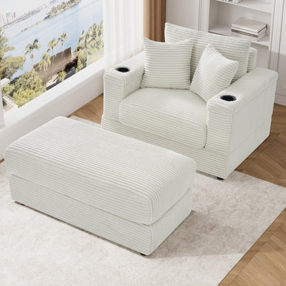 Canapé simple rembourré Ouyessir avec pouf pour salon