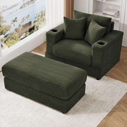 Canapé simple rembourré Ouyessir avec pouf pour salon