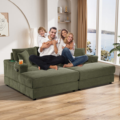 Canapé simple rembourré Ouyessir avec pouf pour salon