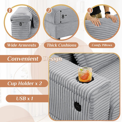 Canapé simple rembourré Ouyessir avec pouf pour salon