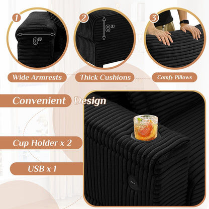 Canapé simple rembourré Ouyessir avec pouf pour salon