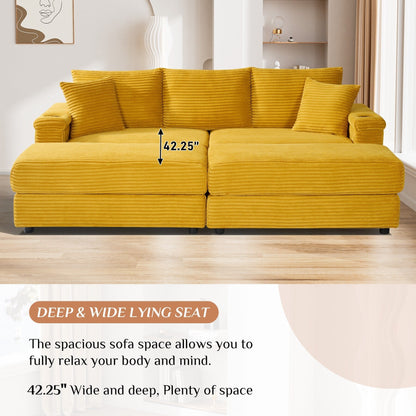 Canapé simple rembourré Ouyessir avec pouf pour salon