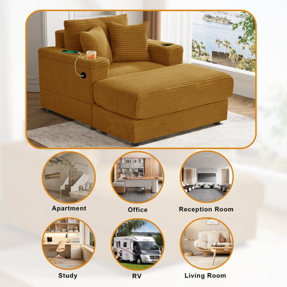 Canapé simple rembourré Ouyessir avec pouf pour salon