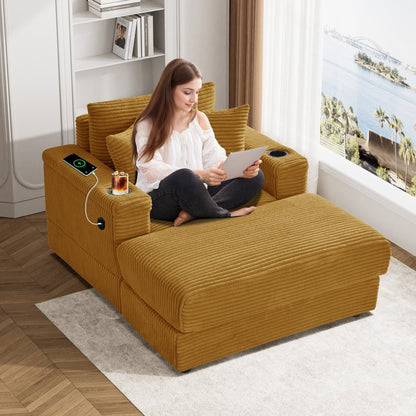 Canapé simple rembourré Ouyessir avec pouf pour salon
