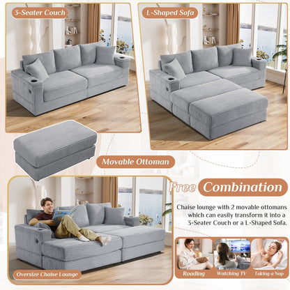 Canapé simple rembourré Ouyessir avec pouf pour salon