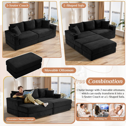 Canapé simple rembourré Ouyessir avec pouf pour salon