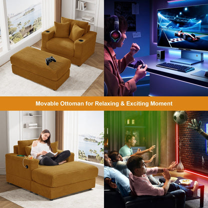 Canapé simple rembourré Ouyessir avec pouf pour salon