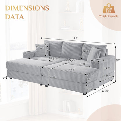 Canapé simple rembourré Ouyessir avec pouf pour salon