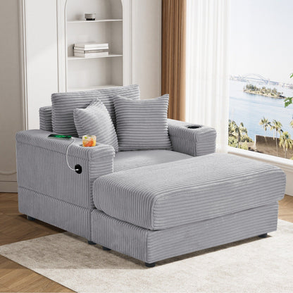 Canapé simple rembourré Ouyessir avec pouf pour salon