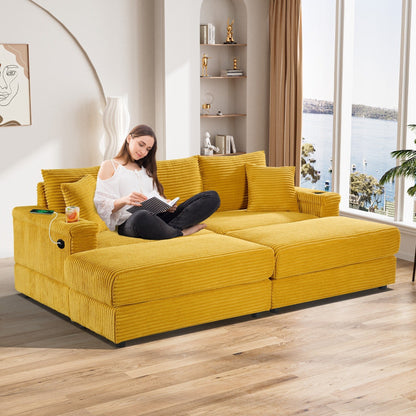 Canapé simple rembourré Ouyessir avec pouf pour salon