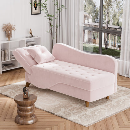 Chaise longue rembourrée Ouyessir avec accoudoir gauche et coussin lombaire