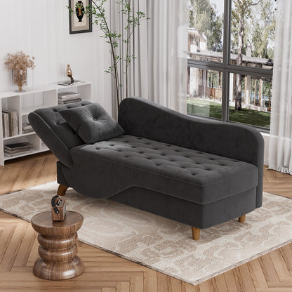 Chaise longue rembourrée Ouyessir avec accoudoir gauche et coussin lombaire