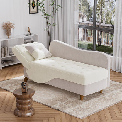 Chaise longue rembourrée Ouyessir avec accoudoir gauche et coussin lombaire