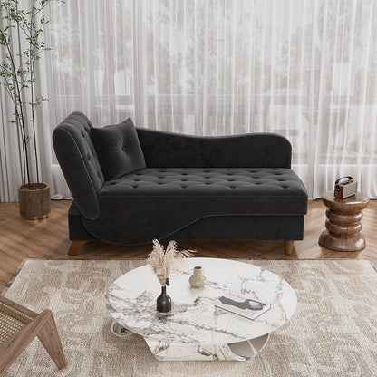Chaise longue rembourrée Ouyessir avec accoudoir gauche et coussin lombaire