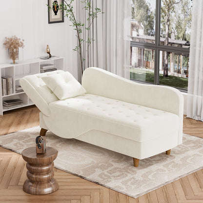 Chaise longue rembourrée Ouyessir avec accoudoir gauche et coussin lombaire