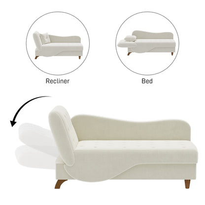 Chaise longue rembourrée Ouyessir avec accoudoir gauche et coussin lombaire