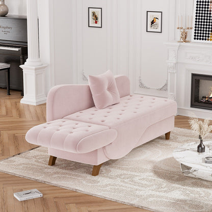 Chaise longue rembourrée Ouyessir avec accoudoir gauche et coussin lombaire