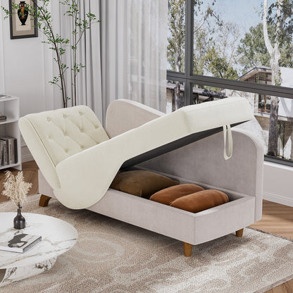 Chaise longue rembourrée Ouyessir avec accoudoir gauche et coussin lombaire