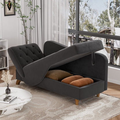 Chaise longue rembourrée Ouyessir avec accoudoir gauche et coussin lombaire