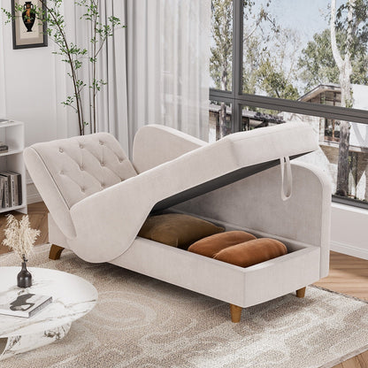 Chaise longue rembourrée Ouyessir avec accoudoir gauche et coussin lombaire