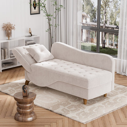Chaise longue rembourrée Ouyessir avec accoudoir gauche et coussin lombaire