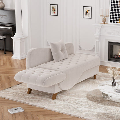 Chaise longue rembourrée Ouyessir avec accoudoir gauche et coussin lombaire