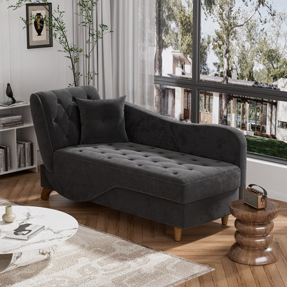 Chaise longue rembourrée Ouyessir avec accoudoir gauche et coussin lombaire