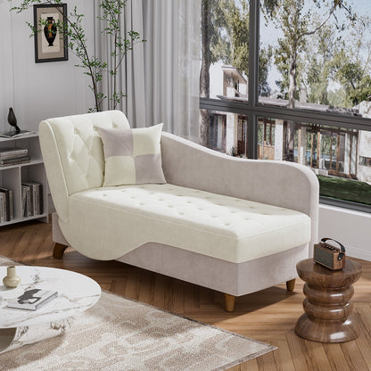 Chaise longue rembourrée Ouyessir avec accoudoir gauche et coussin lombaire