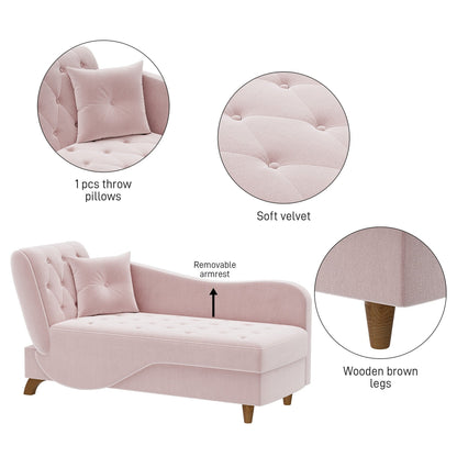 Chaise longue rembourrée Ouyessir avec accoudoir gauche et coussin lombaire