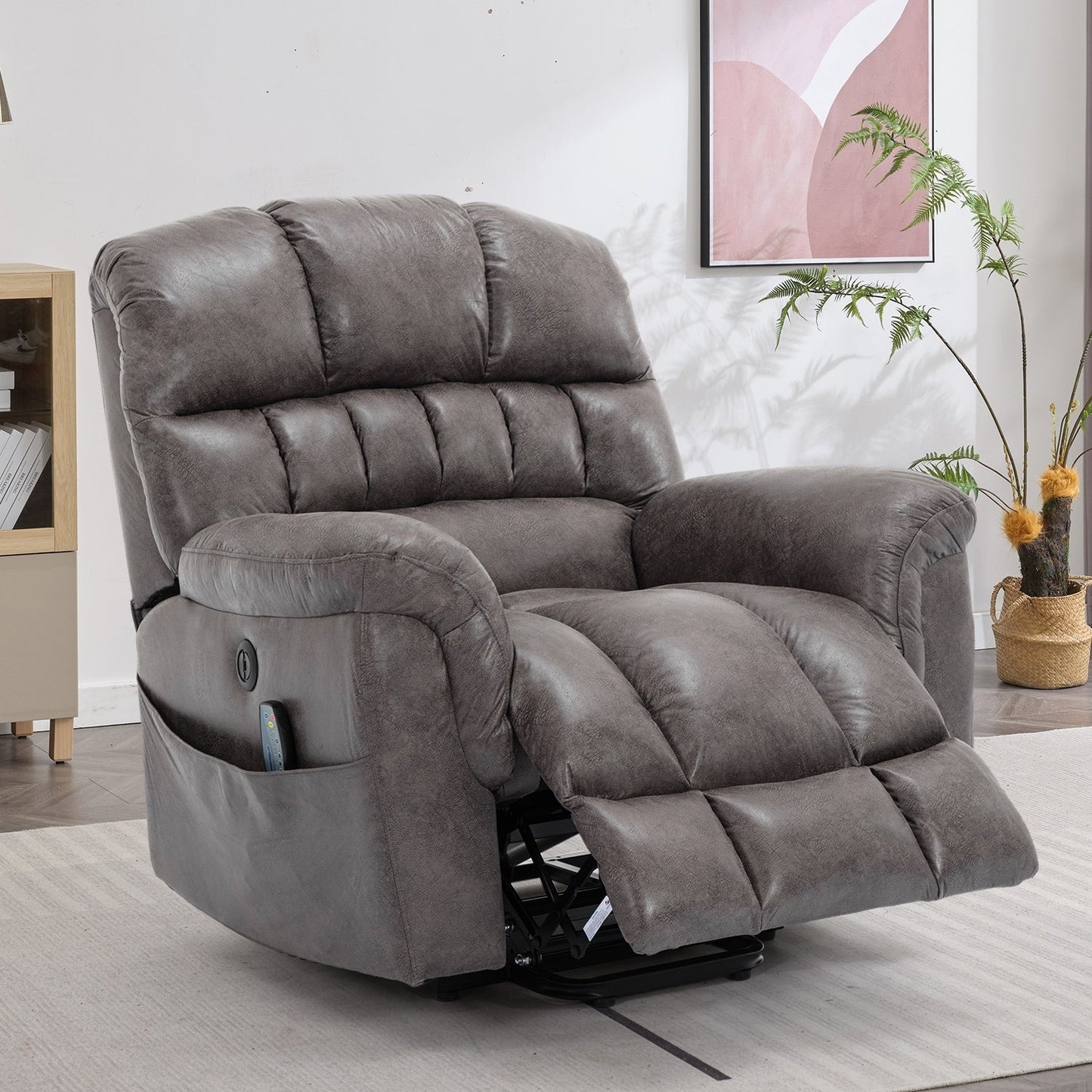 Fauteuil inclinable électrique surdimensionné de 42 po de large avec massage et chauffage