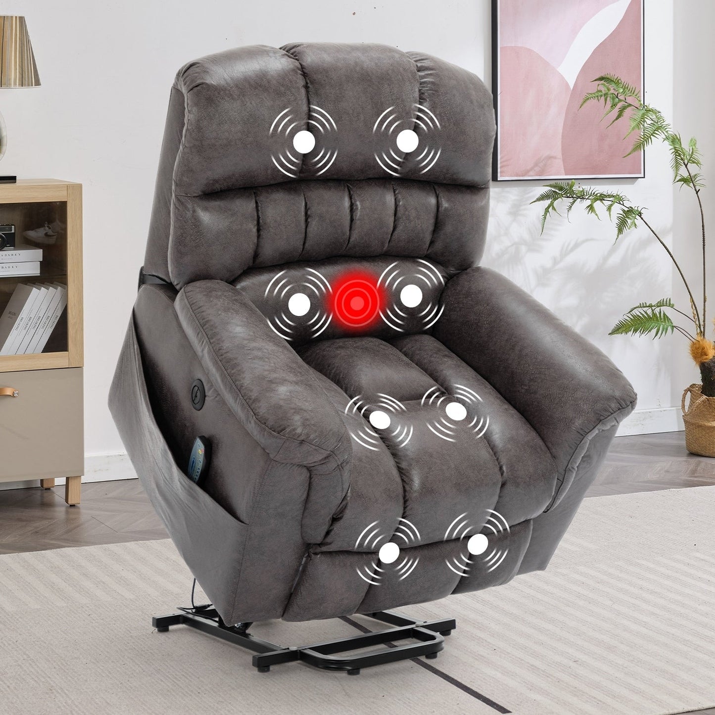 Fauteuil inclinable électrique surdimensionné de 42 po de large avec massage et chauffage