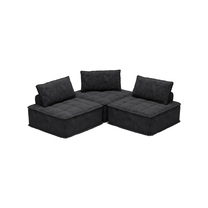 Ensemble de canapés modulaires carrés surdimensionnés en chenille, 3 pièces, avec coussins en mousse haute densité, combinaison libre