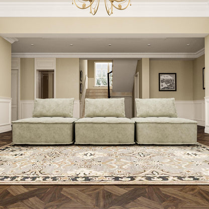 Ensemble de canapés modulaires carrés surdimensionnés en chenille, 3 pièces, avec coussins en mousse haute densité, combinaison libre