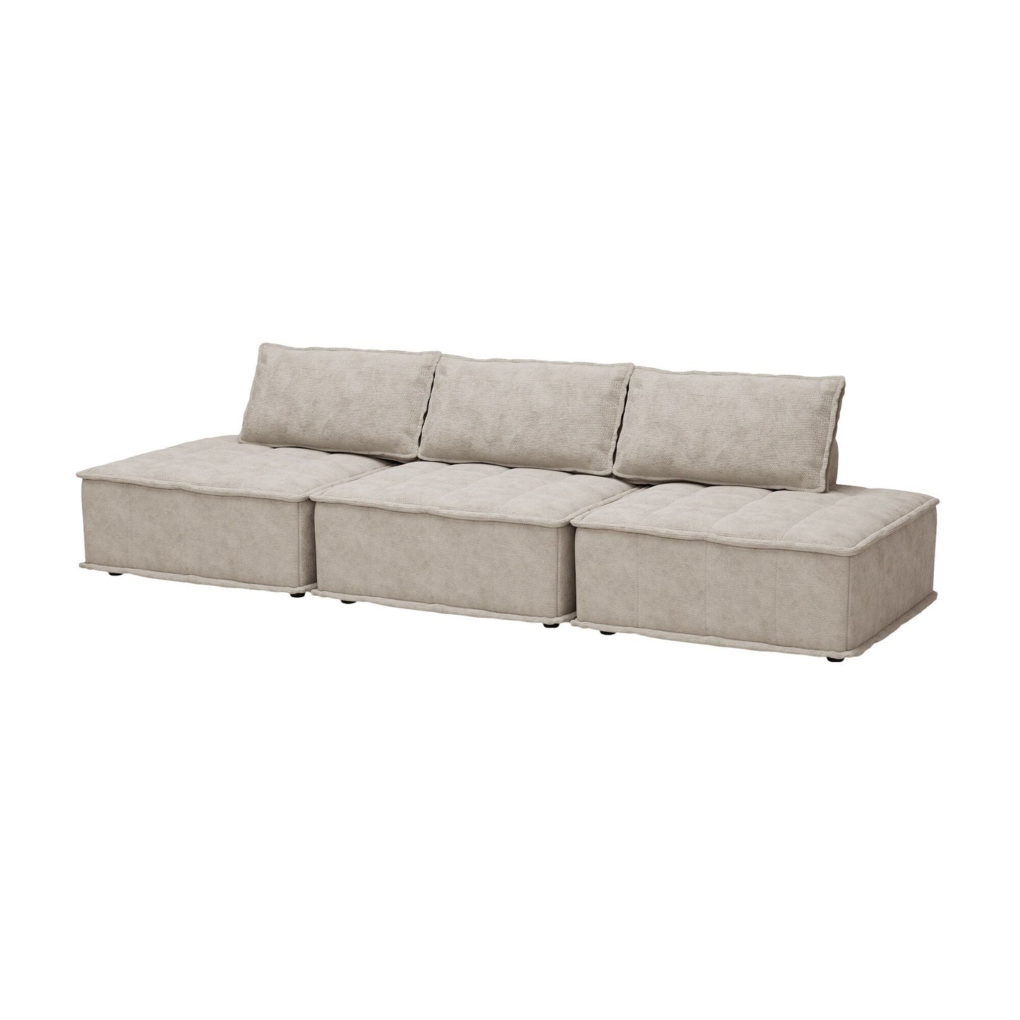 Ensemble de canapés modulaires carrés surdimensionnés en chenille, 3 pièces, avec coussins en mousse haute densité, combinaison libre
