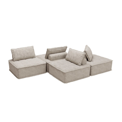 Ensemble de canapés modulaires carrés surdimensionnés en chenille, 4 pièces, avec coussins en mousse haute densité, combinaison libre