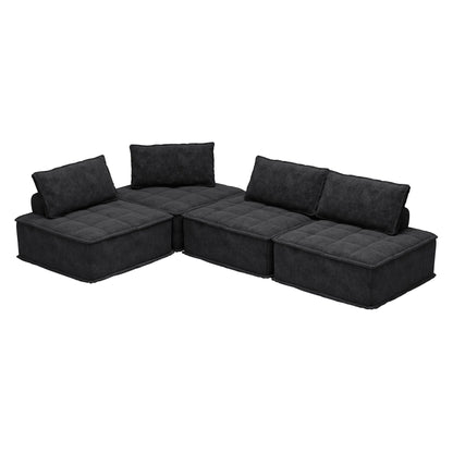 Ensemble de canapés modulaires carrés surdimensionnés en chenille, 4 pièces, avec coussins en mousse haute densité, combinaison libre