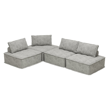 Ensemble de canapés modulaires carrés surdimensionnés en chenille, 4 pièces, avec coussins en mousse haute densité, combinaison libre