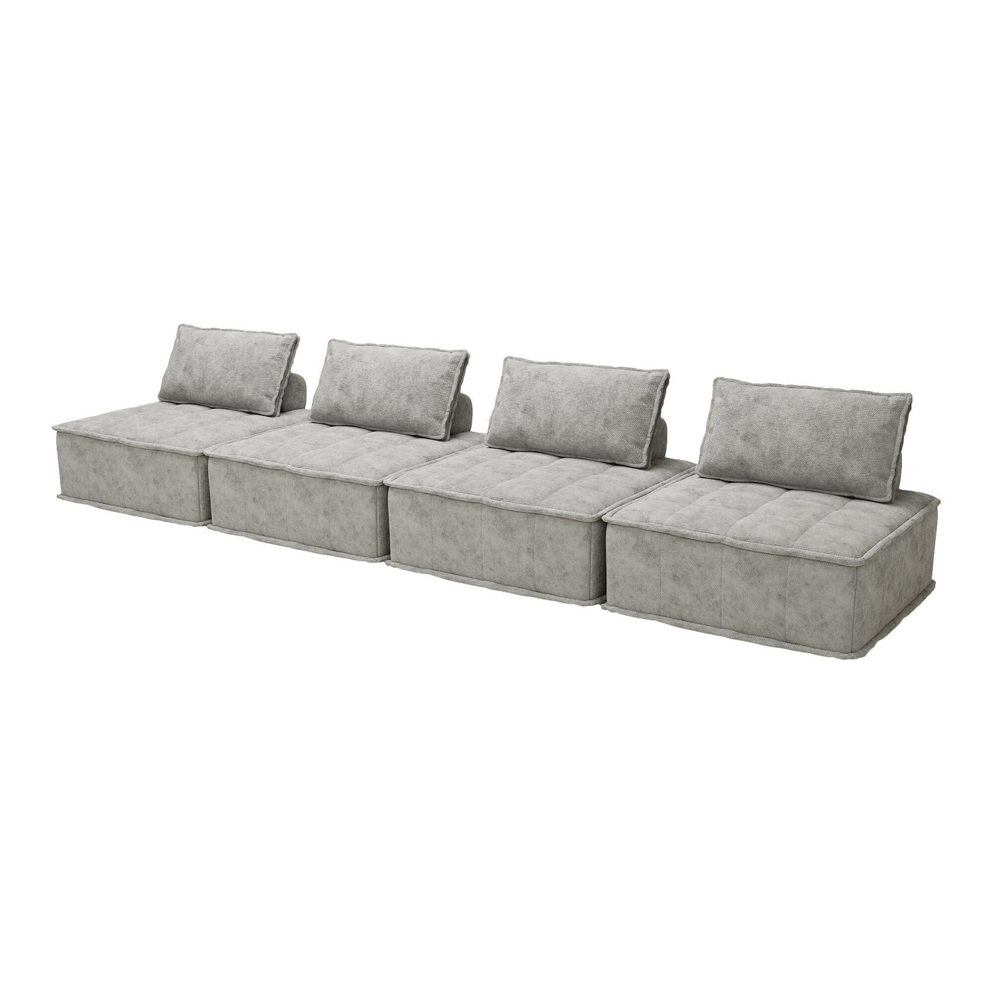 Ensemble de canapés modulaires carrés surdimensionnés en chenille, 4 pièces, avec coussins en mousse haute densité, combinaison libre