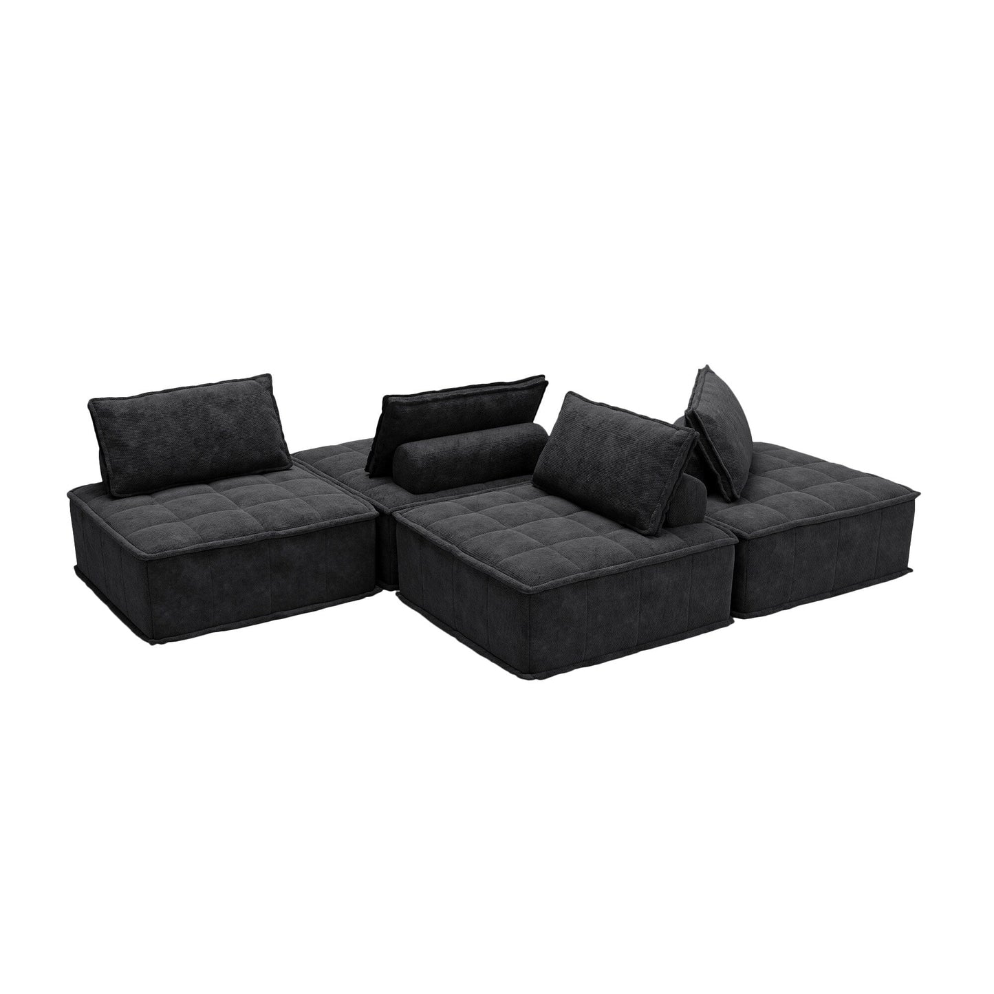 Ensemble de canapés modulaires carrés surdimensionnés en chenille, 4 pièces, avec coussins en mousse haute densité, combinaison libre